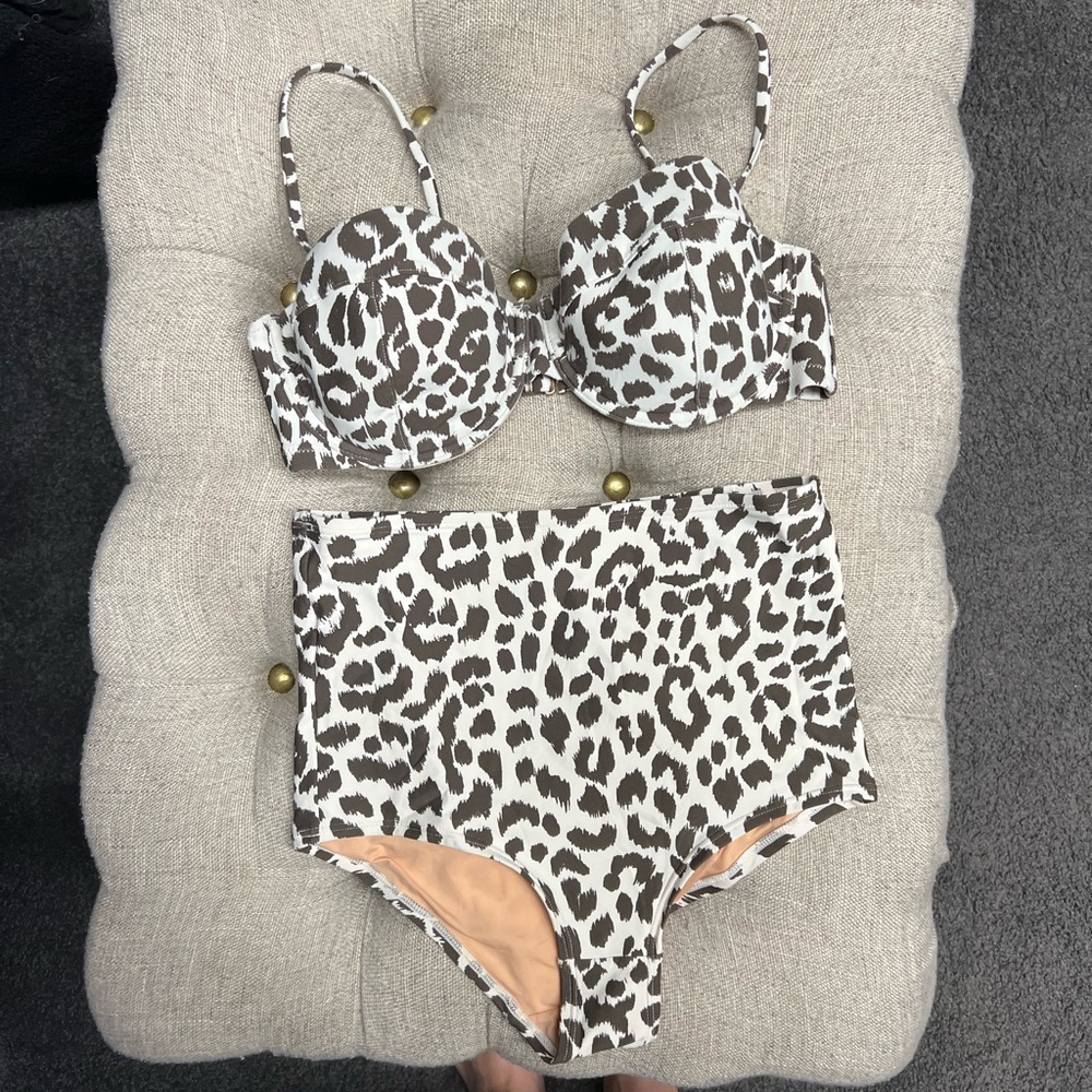 J.Crew two piece set. Top size 32D and high rise bottoms are XS.